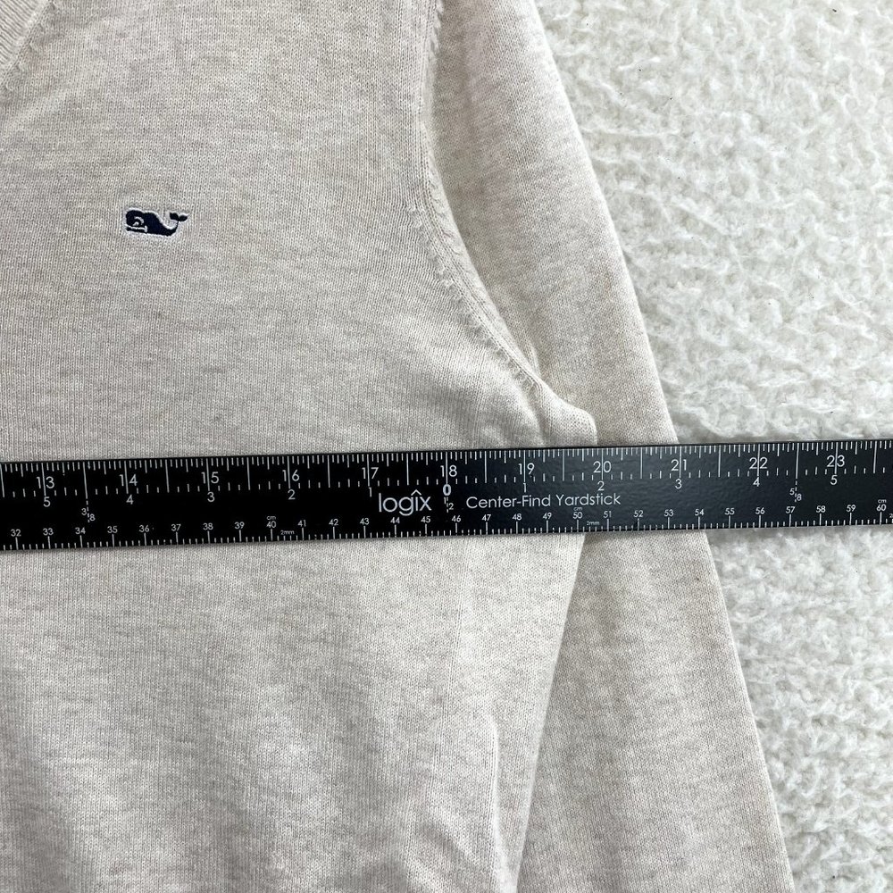Vineyard Vines Cream Beige Knit Embroidered Logo V-Neck Sweater Womens M Medium - Picture 6 of 9